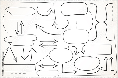 Hand drawn arrows and shapes useful for business presentations or logical schemes