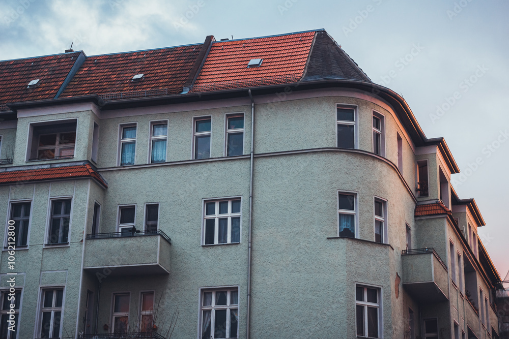 Fototapeta premium Low angle view of apartments with round corner