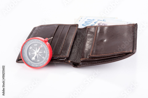 compass,money and wallet photo