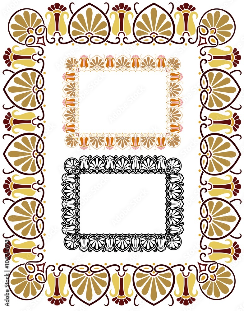 Decorative border in Art Nouveau style, and Seventies colors. Extra retro. Decorative border in Art Nouveau style, and Seventies colors. Extra retro.