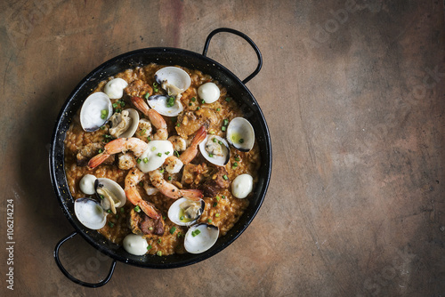 seafood and rice paella traditional spanish food