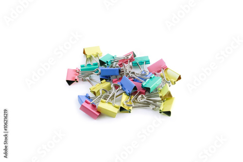 colorful paper clip isolated on white background