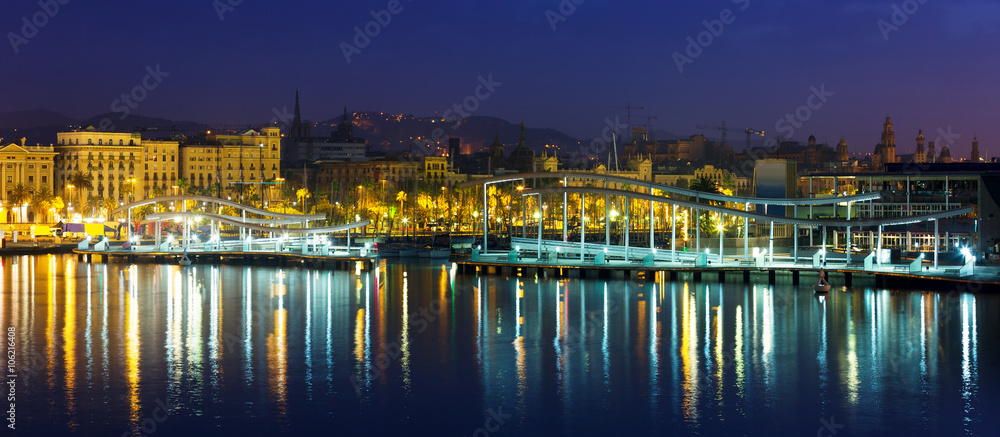 Port Vell in summer night. Barcelona