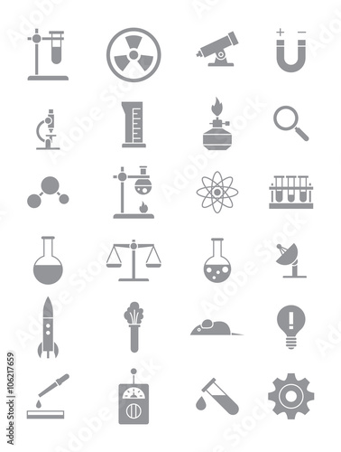 Gray science icons set