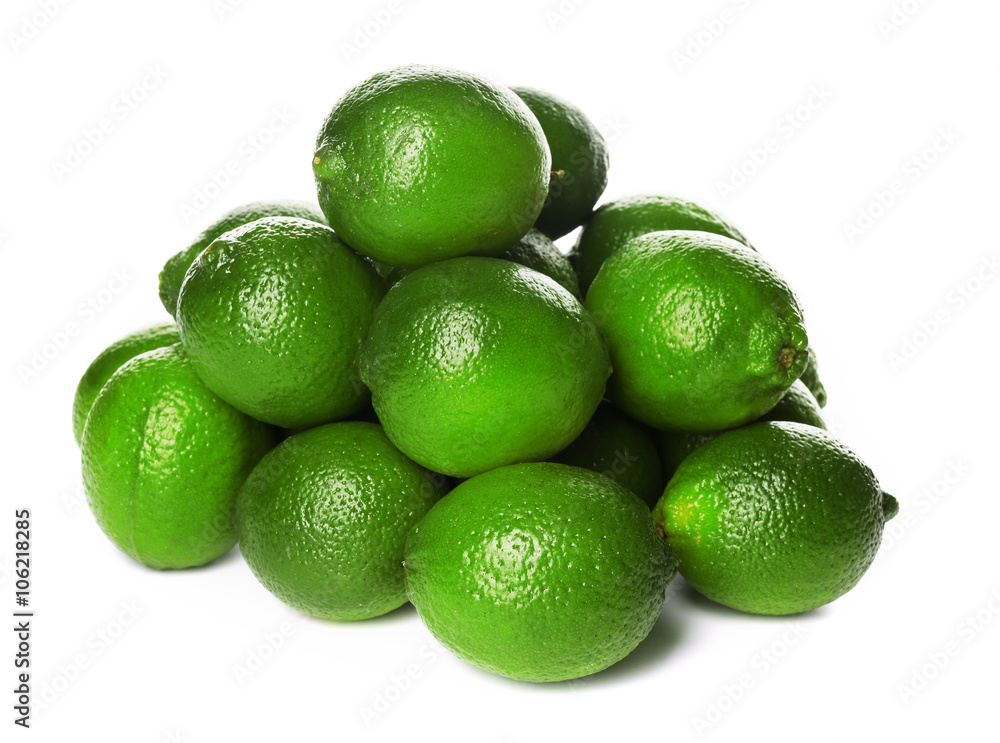 Heap of limes, isolated on white Heap of limes, isolated on white