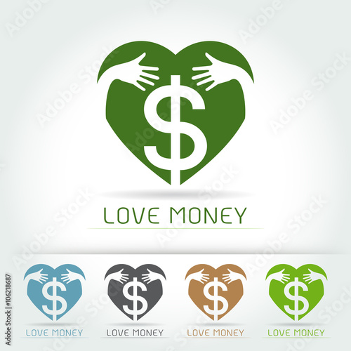 Dollar Sign Icon,hug and love save money concept