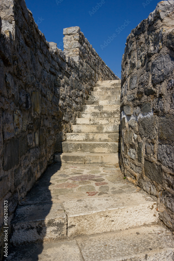 Stone stairway in the old town Budva.
