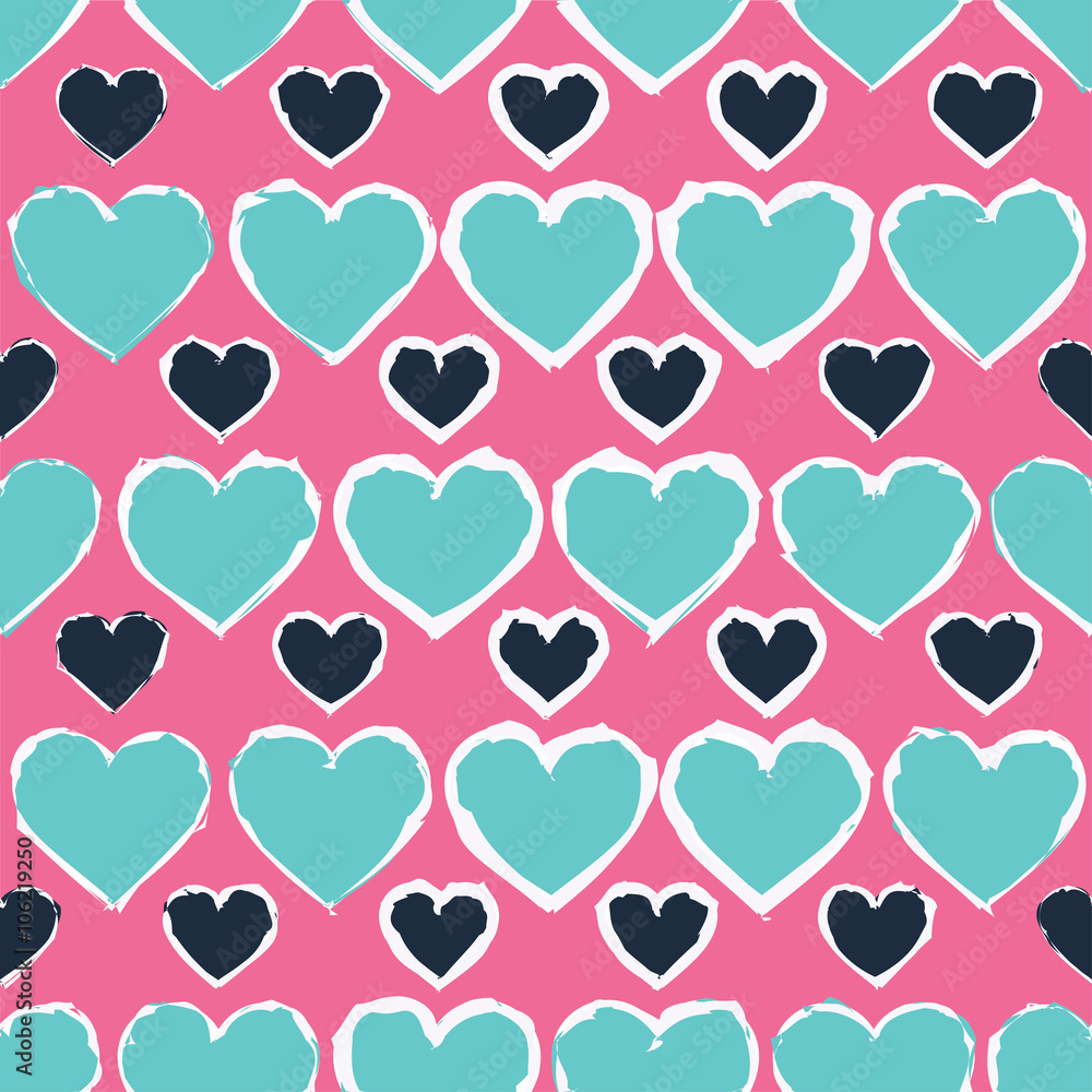 Seamless vector decorative background with hearts. Print. Repeating background. Cloth design, wallpaper.