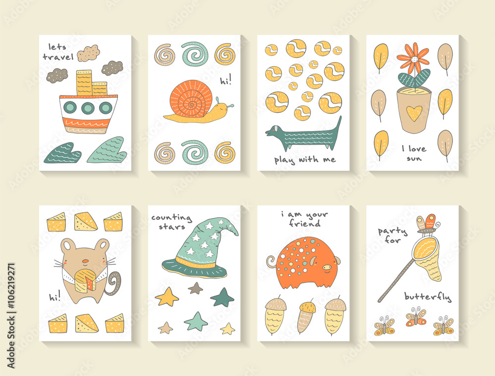 Cute hand drawn doodle baby shower cards Cute hand drawn doodle baby shower cards