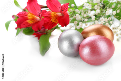 Easter eggs composition isolated on white background