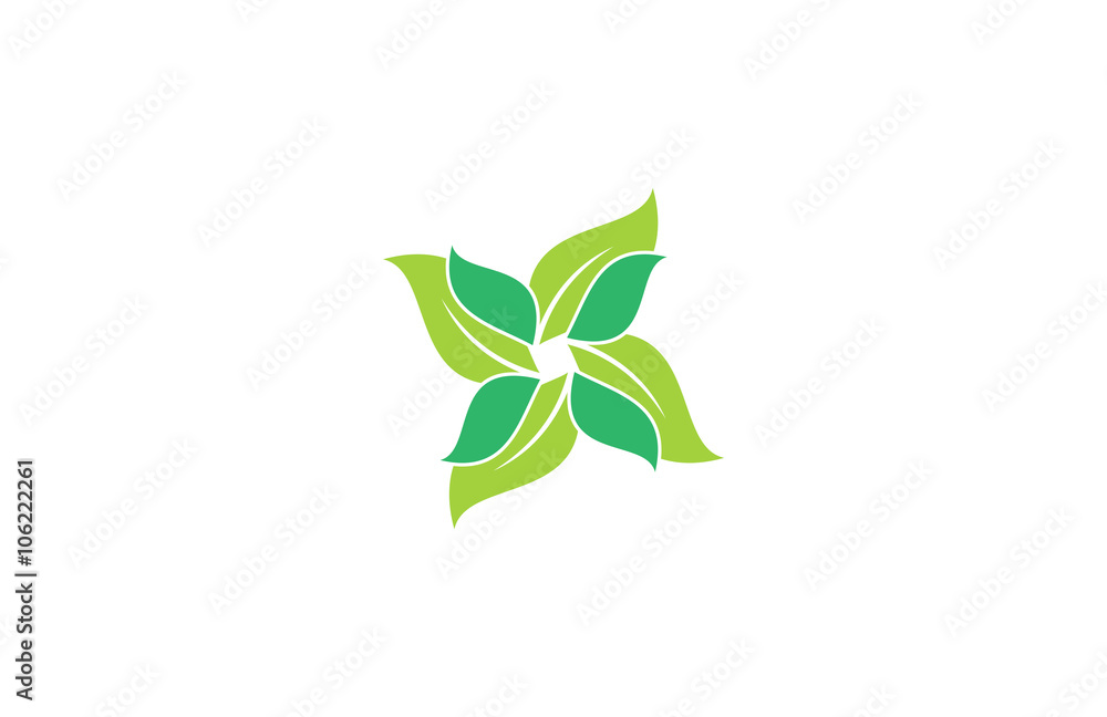 star leaf green eco flower logo