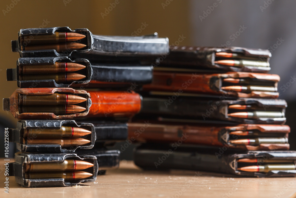 7.62 and 5.56 ammo for machine guns with loaded magazines 7.62 and 5.56 ammo for machine guns with loaded magazines