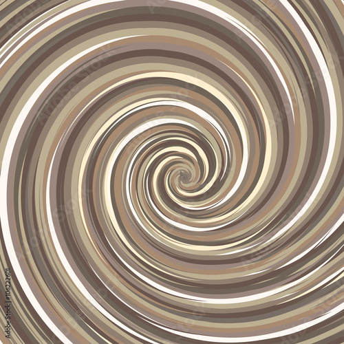 Swirling backdrop. Spiral surface nut color with space for text. Chocolate and coffee concept. Vector Illustration