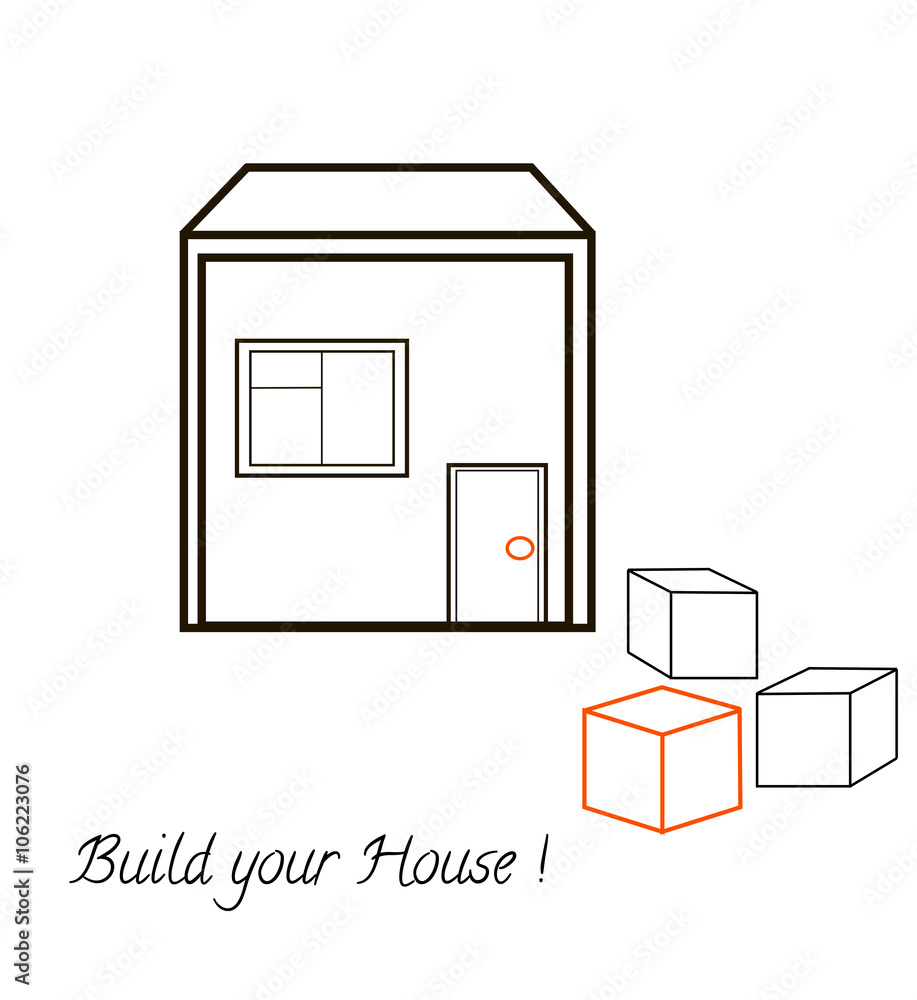 House and three blocks. Vector concept House and three blocks. Vector concept