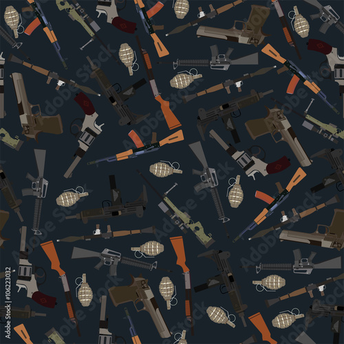 flat dark seamless pattern weapons