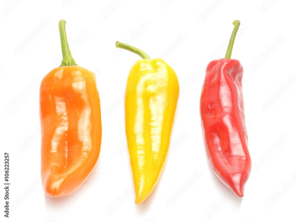 Three peppers on white background Three peppers on white background