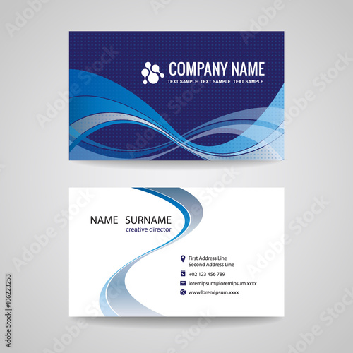 Business card Template Abstract Blue Wave design vector