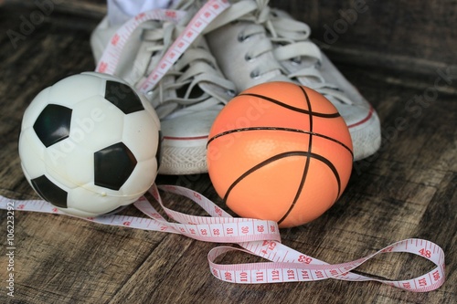 sneakers and football basketball