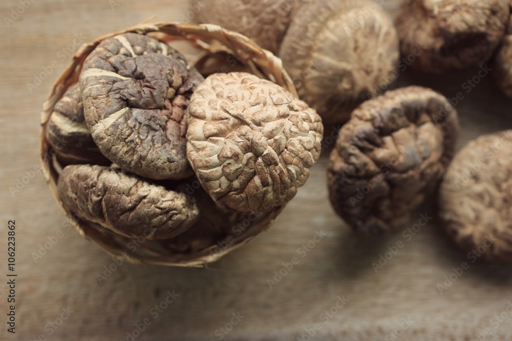 heap dried shiitake mushrooms heap dried shiitake mushrooms
