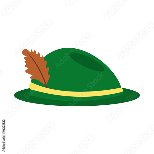 Green hat with a feather icon