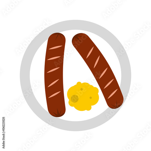 Sausages on a plate icon