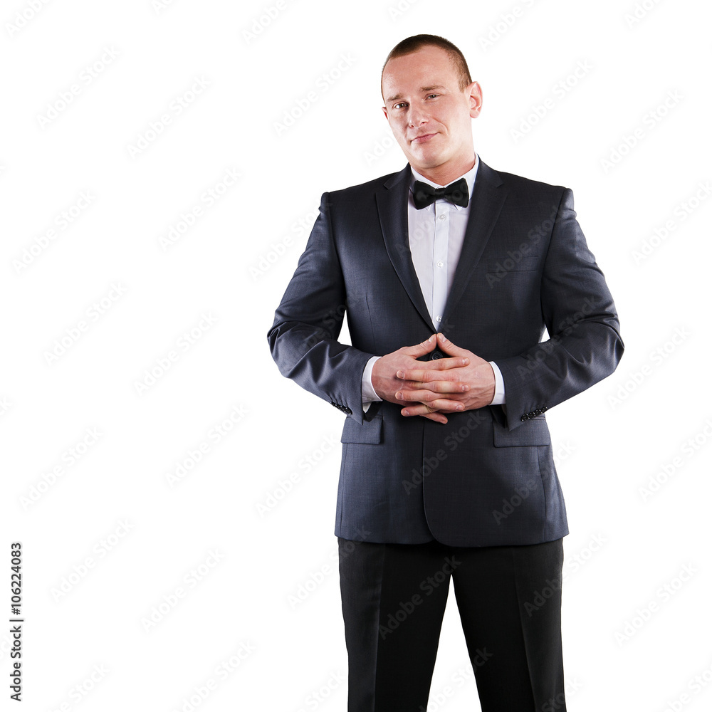 Businessman isolated over white background, smiling. Businessman isolated over white background, smiling.
