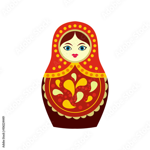 Russian matryoshka icon, flat style