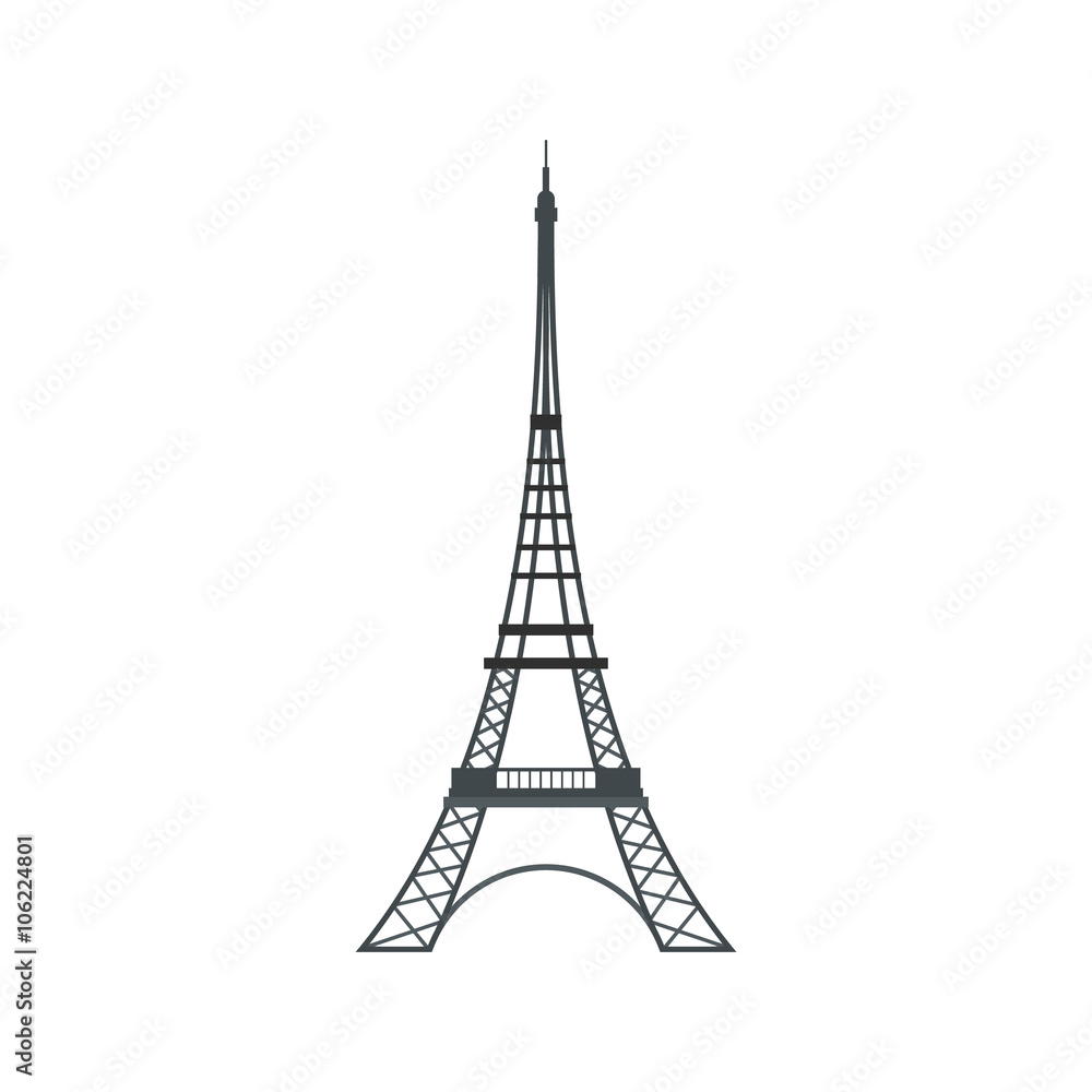 Eiffel Tower icon, flat style 