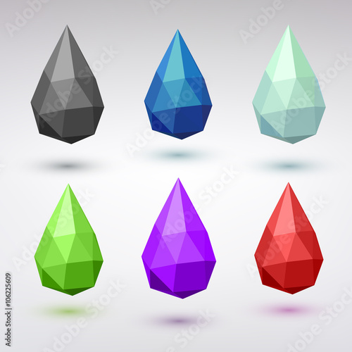 Set of stylized drops. Geometric abstract background.