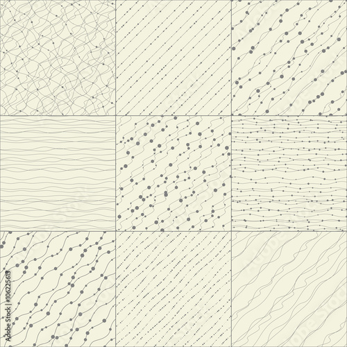 Set of nine abstract striped seamless pattern
