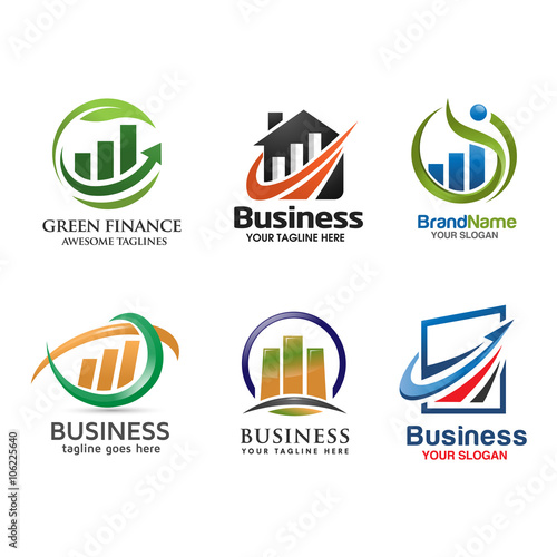 marketing and finance logo set.