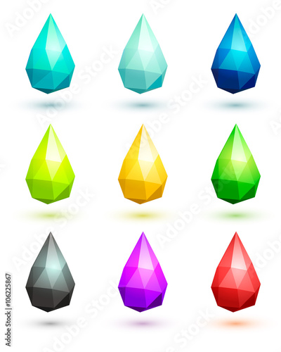 Set of stylized drops. Geometric abstract background.