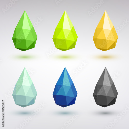 Set of stylized drops. Geometric abstract background.