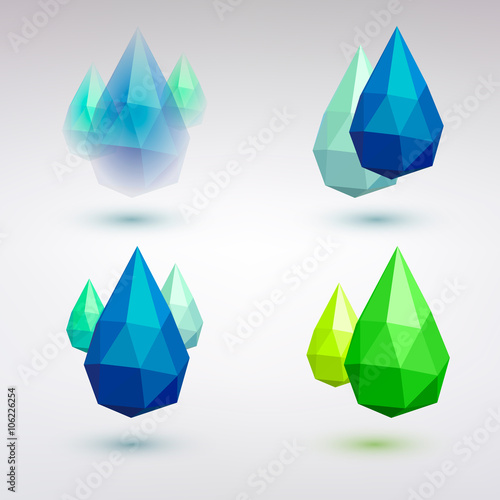 Set of stylized drops. Geometric abstract background.