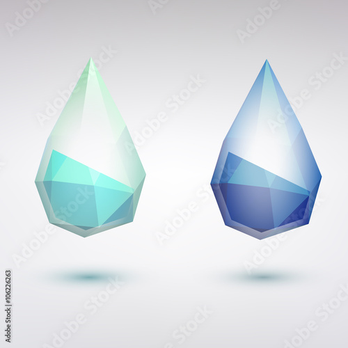 Set of stylized water drops. Geometric abstract background.