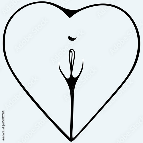 Female ass in the form of heart. Body part XXX. Isolated on blue background. Vector silhouettes