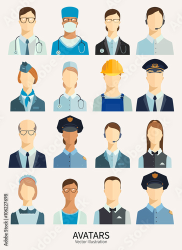 Set of avatar icons. Profession people.