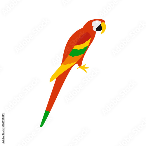 Orange brazil parrot icon  flat style