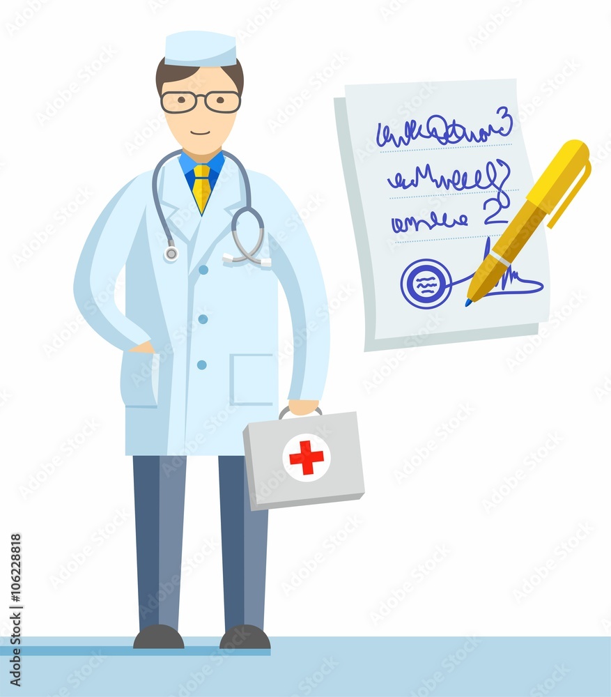 Physician, profession, colour illustrations. Physician, profession, colour illustrations.