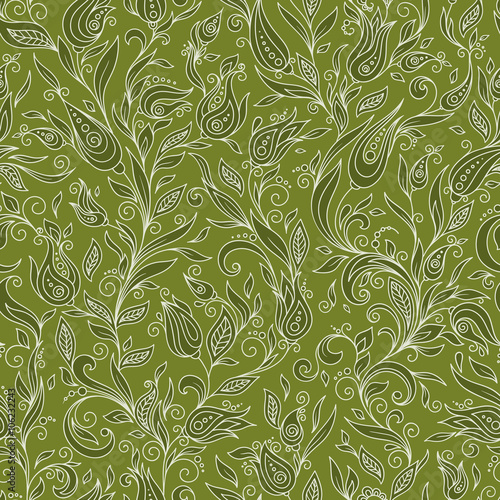 Wallpaper Mural Seamless Pattern. Paisley Flowers Illustration Design Torontodigital.ca