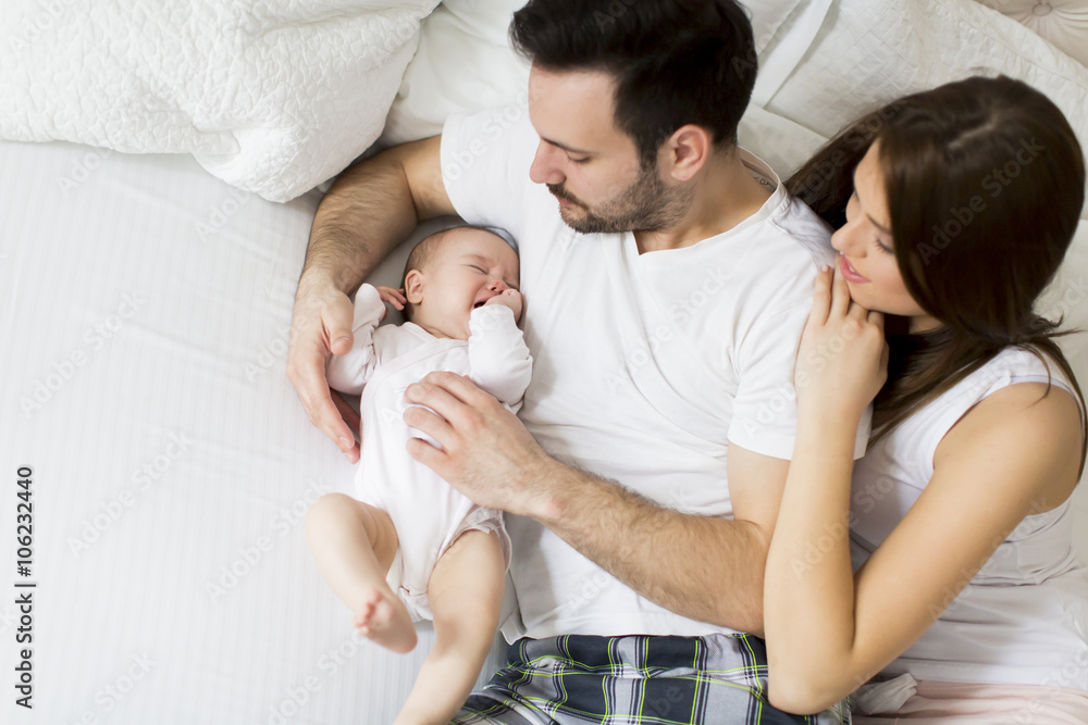 Happy family with newborn baby Happy family with newborn baby