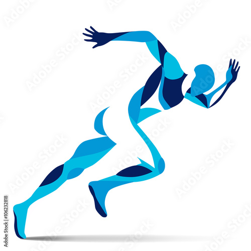 Trendy stylized illustration movement, running man, line vector silhouette of running man
