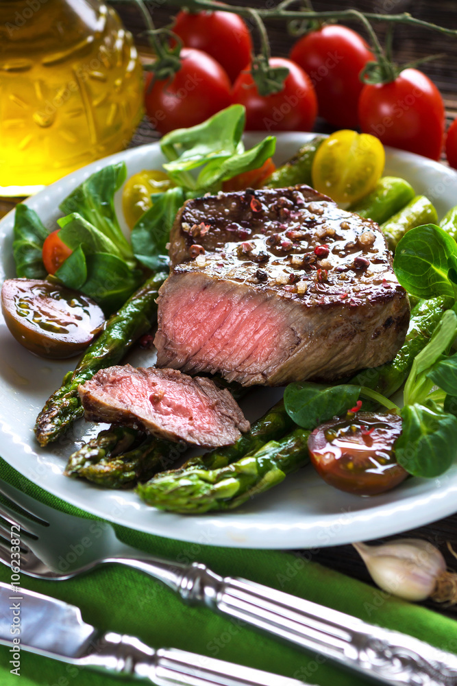 Beef steak with Grilled asparagus Beef steak with Grilled asparagus