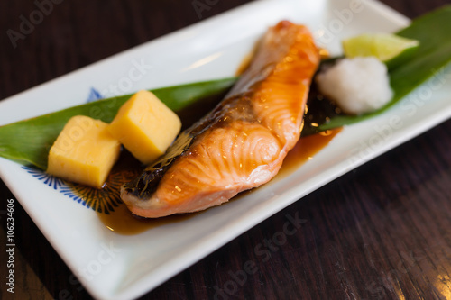Salmon grilled japanese food 