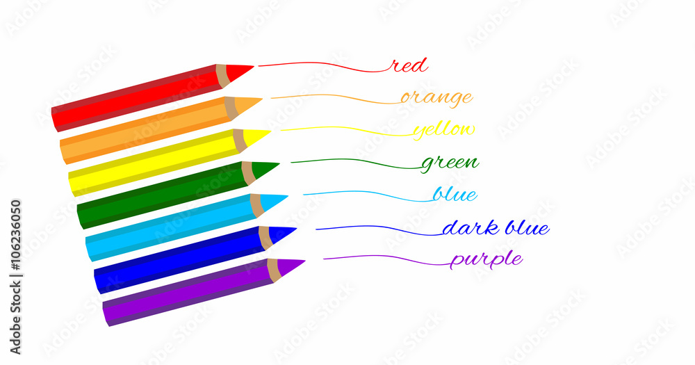 Rainbow of Colored Pencil Tips Lined Horizontal Stock Image