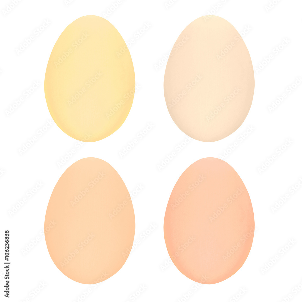 Set of four easter eggs isolated on white background for design happy easter day Set of four easter eggs isolated on white background for design happy easter day