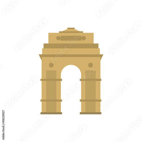 India Gate  New Delhi  India icon  flat style