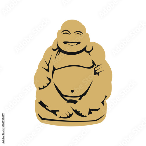 Hotei or Budai, Japanese Netsuke icon, flat style 