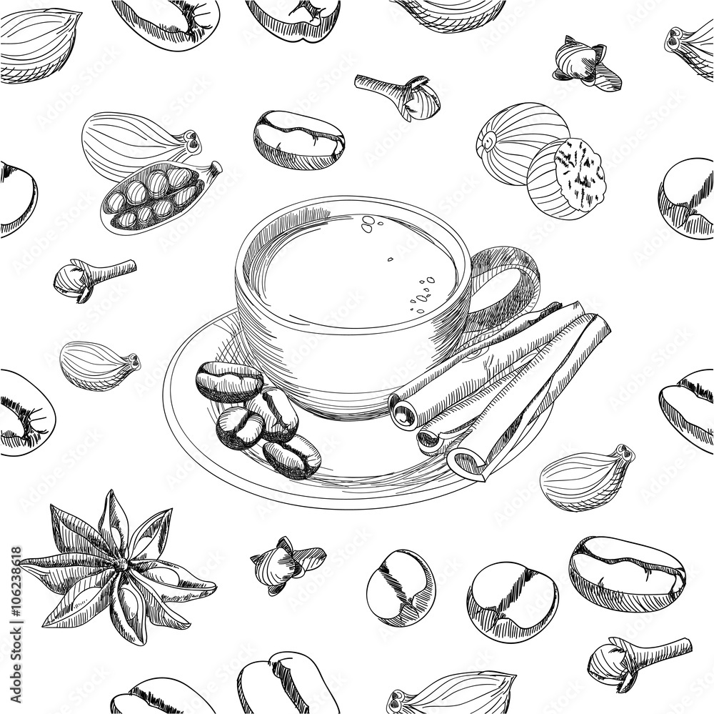 Vector coffee seamless pattern