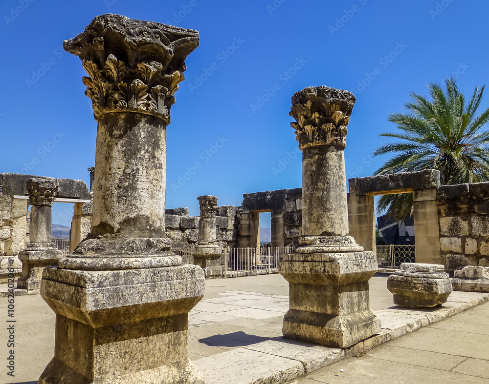 Ruins of synagogue in Capernaum, Israel